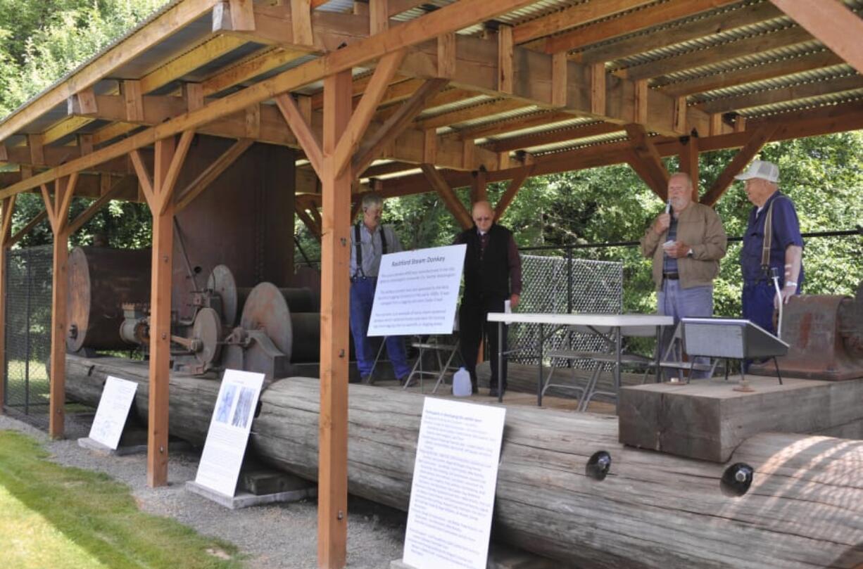 The Rashford Steam Donkey, sitting atop its sled, will remain at the North Clark Historical Museum in Amboy following a decadeslong project.