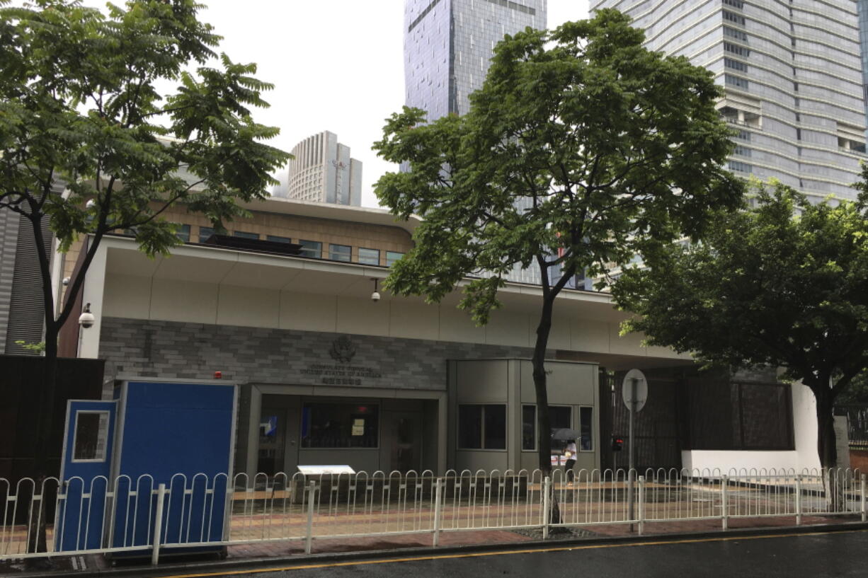 The U.S. consulate building in Guangzhou in south China’s Guangdong province is seen Thursday.