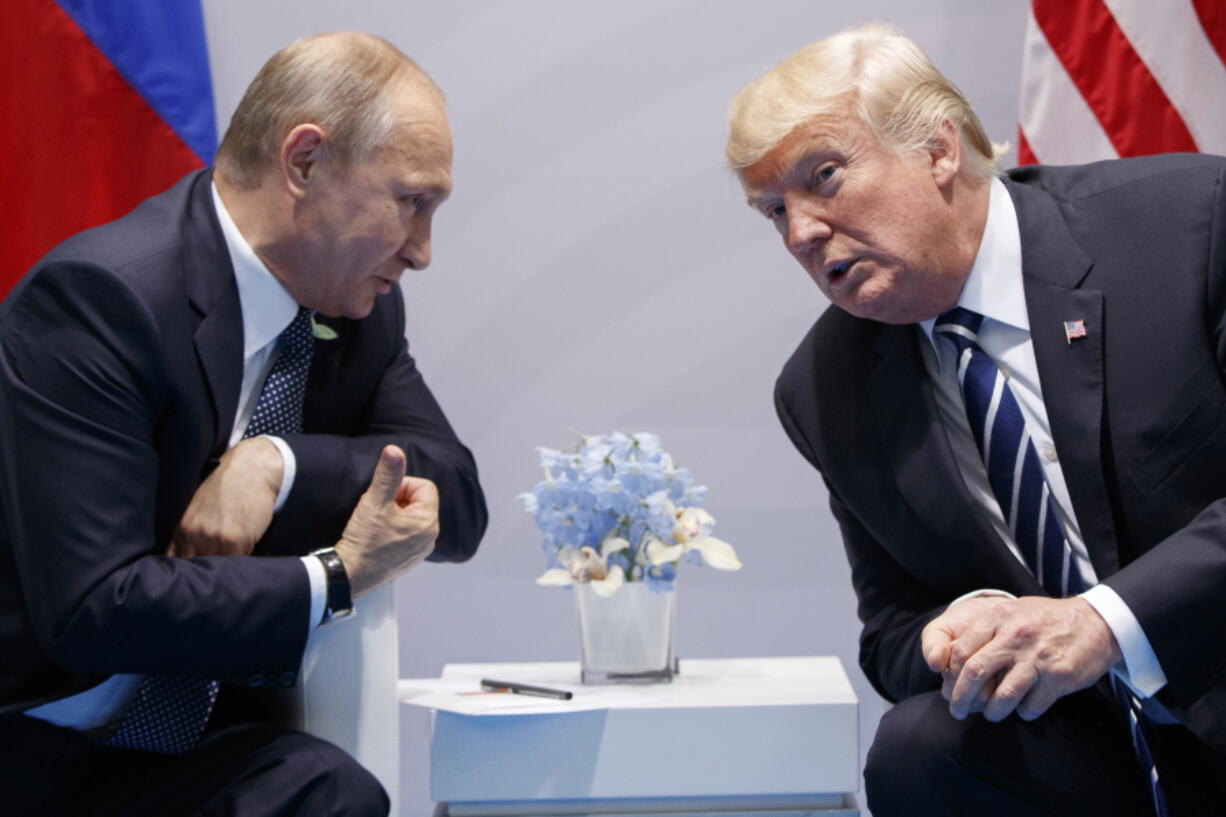 President Donald Trump meets with Russian President Vladimir Putin at the G-20 Summit in Hamburg. The Kremlin and the White House have announced Thursday June 28, 2018, that a summit between Russian President Vladimir Putin and U.S. President Donald Trump will take place in Helsinki, Finland, on July 16.