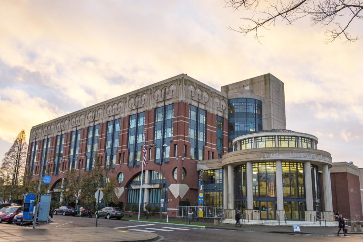 The Whatcom County Courthouse is pictured Nov. 30, 2016, in Bellingham. The complex also houses the county jail and the sheriff’s office. In a novel case with national implications, the Washington state chapter of the American Civil Liberties Union is suing the Whatcom County Jail to force it to provide opiate-withdrawal medication to prisoners, rather than requiring them to go cold turkey.