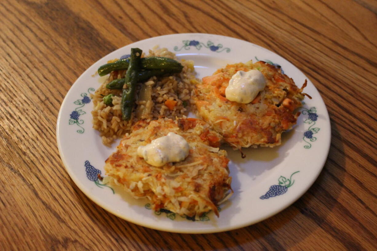 Coconut encrusted salmon patties are a delicious way to use up leftover cooked salmon.