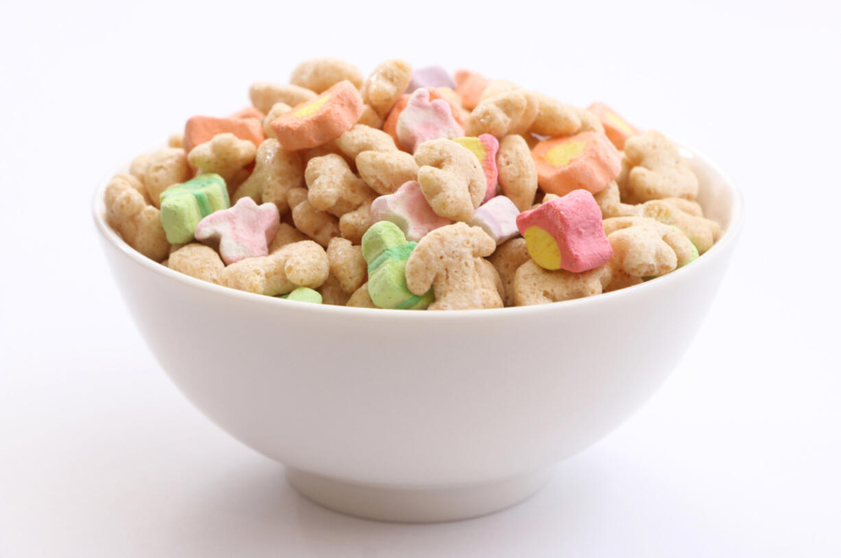 Artificial food coloring in cereal.