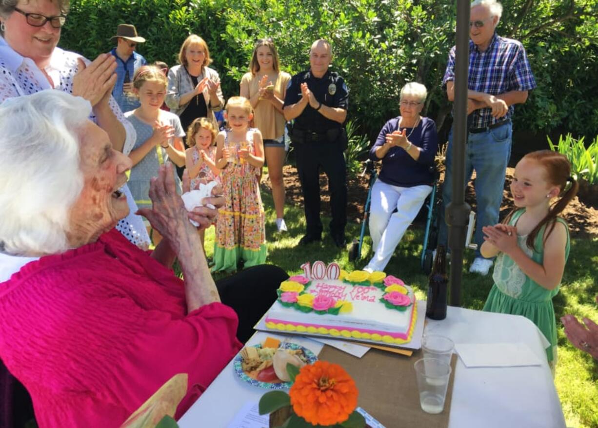 Velma Edmonds celebrates her 100th birthday.