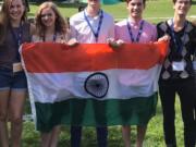 Lake Shore: Andrew Douglas, center, and other students who received a language scholarship from the U.S. State Department’s Bureau of Educational and Cultural Affairs to study Hindi for a year in Indore, India.