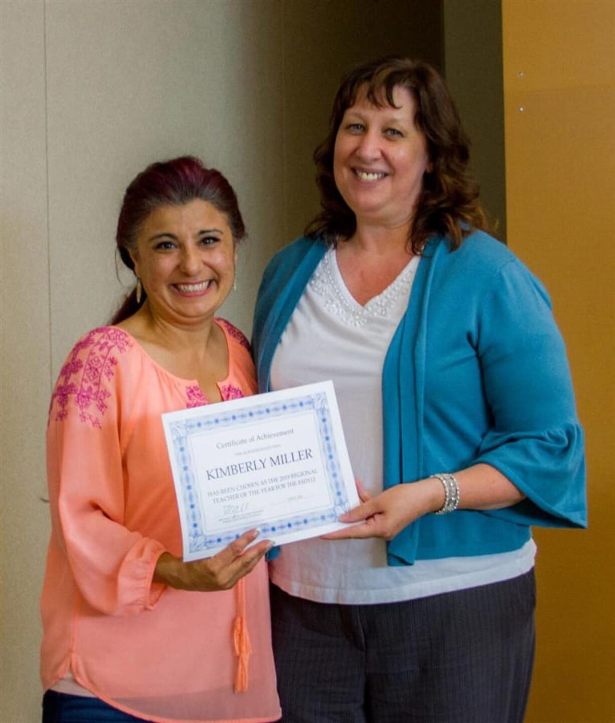 Woodland: Woodland Public Schools Assistant Superintendent Asha Riley, left, is with Educational Service District 112’s 2019 Regional Teacher of the Year Kim Miller.