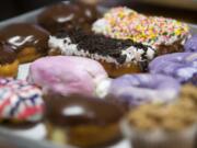 An assortment of freshly baked doughnuts at Dungeon Donuts in Battle Ground.