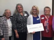 Shumway: The Clark County Newcomers Club donated $5,398.17 to Battle Ground Healthcare. From left: Colleen Hoss, Ann Bell, Sue Doyle with Battle Ground Healthcare, Battle Ground Healthcare Executive Director Susan Neal, Sally Gannaway and Pam Fulthorp.