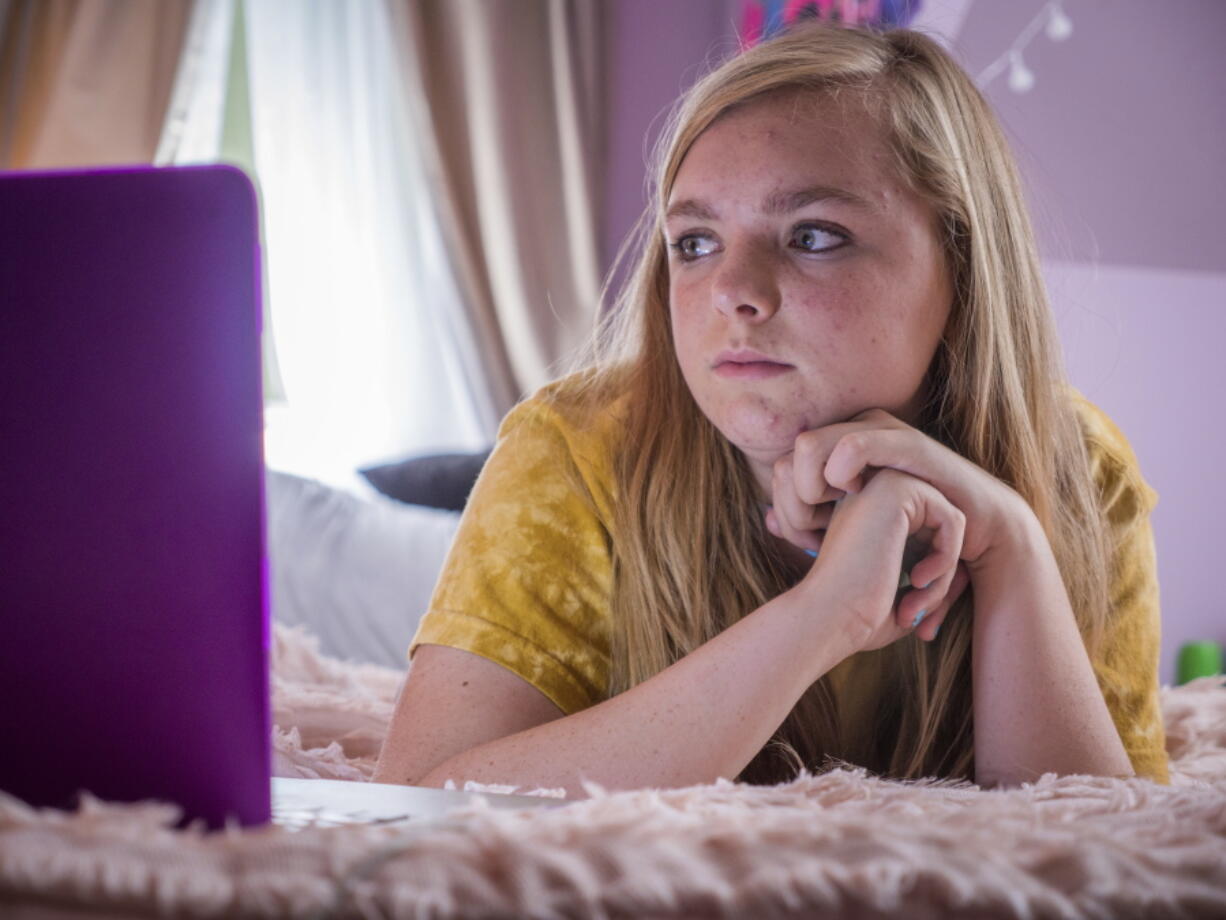 Elsie Fisher in a scene from “Eighth Grade.” Linda Kallerus/A24