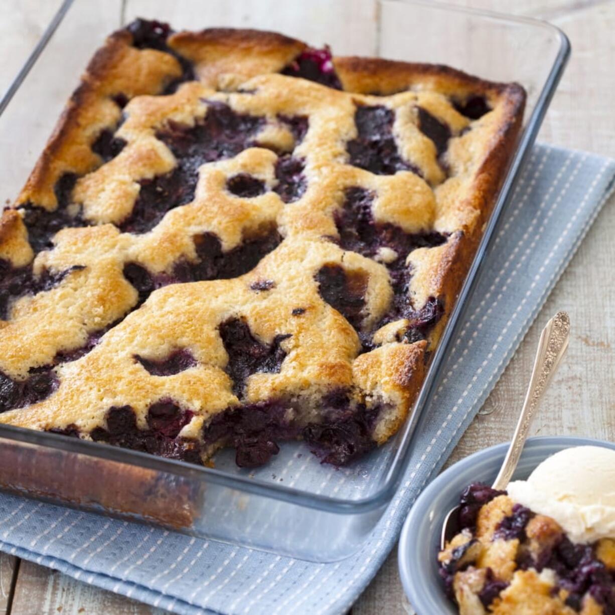 Texas-style blueberry cobbler in Brookline, Mass.