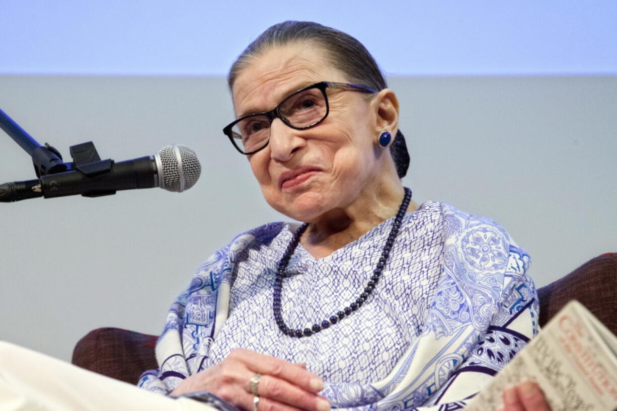 U.S. Supreme Court Justice Ruth Bader Ginsburg speaks Thursday in Jerusalem after the screening of “RBG,” the documentary about her.