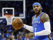 Carmelo Anthony is done in Oklahoma City as the Thunder are sending the veteran NBA forward and a 2022 protected first-round pick to Atlanta in exchange for Hawks guard Dennis Schroder and Mike Muscala.