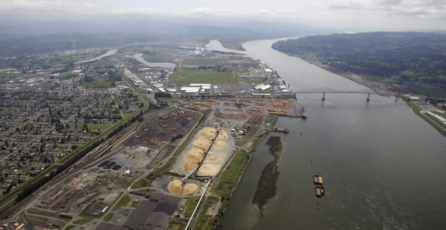 The Port of Longview stretches along the Columbia River at Longview.