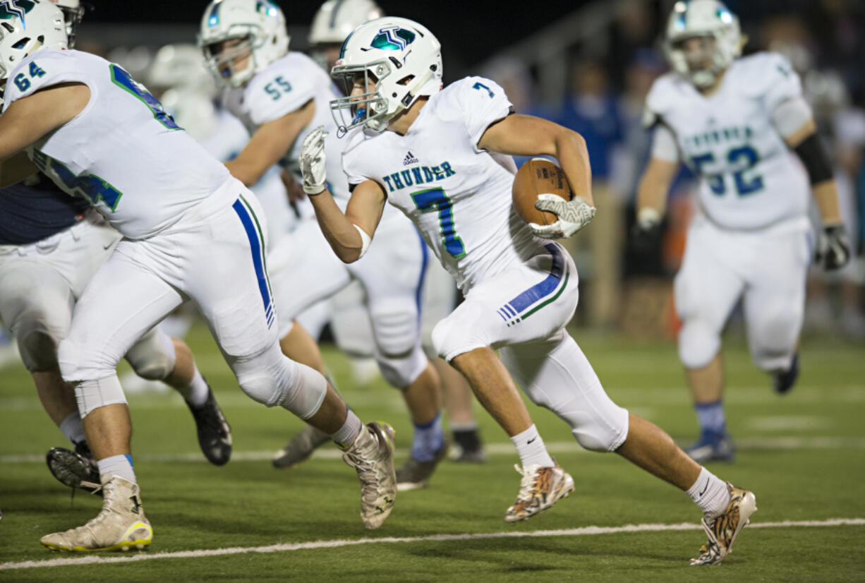 FILES/The Columbian Jack Mertens (7) is one of several talented receivers for Mountain View. It’s a group that has played together since Pop Warner days.