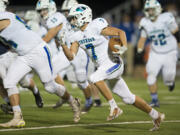 FILES/The Columbian Jack Mertens (7) is one of several talented receivers for Mountain View. It’s a group that has played together since Pop Warner days.