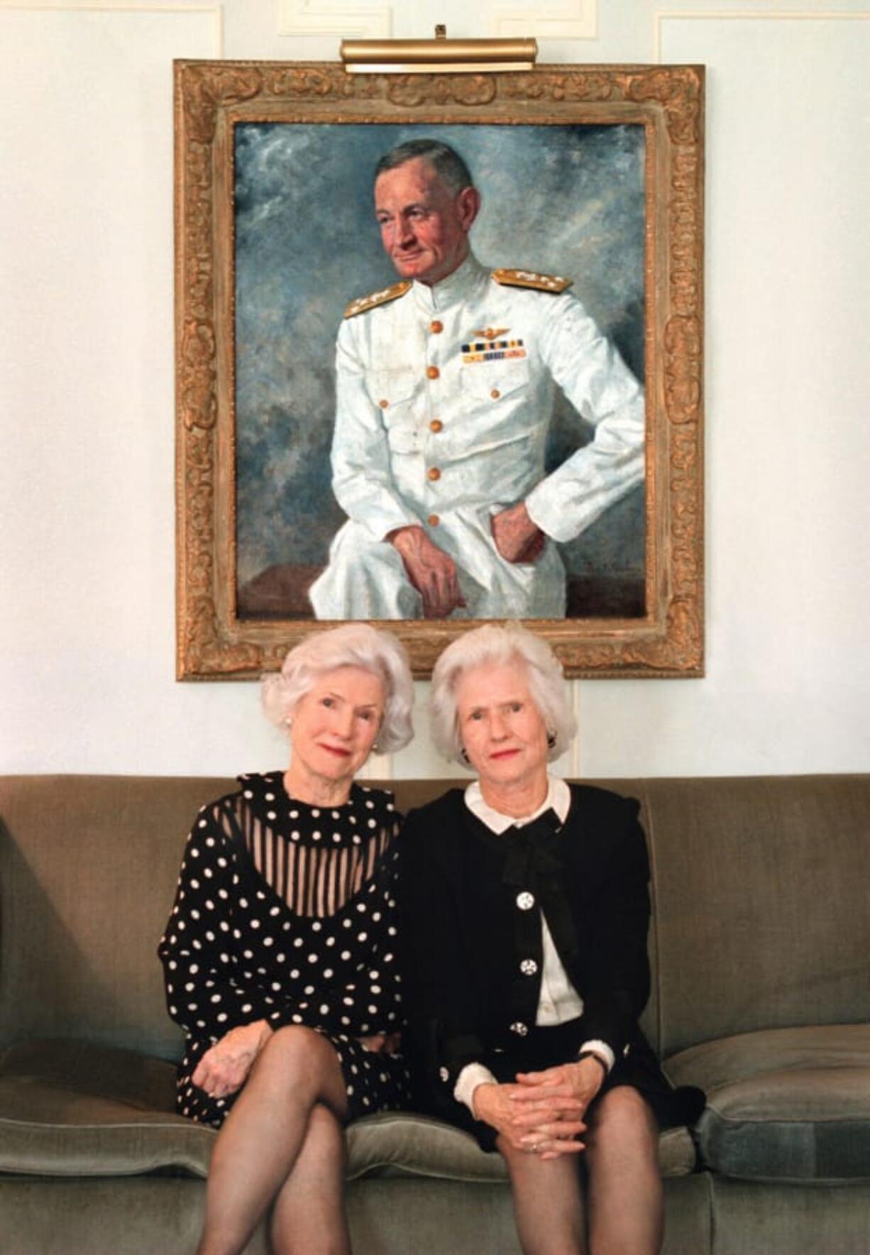 Roberta McCain, right, is shown with her twin, Rowena Willis, in 2000 at her Washington apartment, under a portrait of her late husband, John Sydney McCain, the father of Sen. John McCain. MUST CREDIT: Michael S.