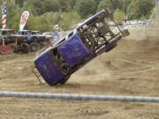 A Monster Truck goes flying — literally — on the last day of the 2017 Clark County Fair.