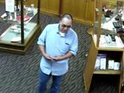 Camas police are looking for this unidentified man, suspected of stealing two engagement rings from Runyan’s Jewelers.