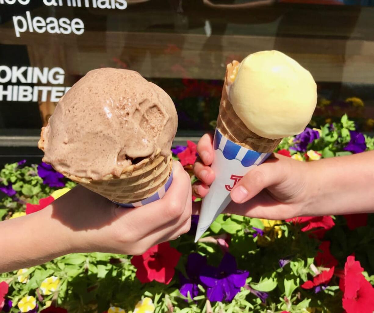 Chocolate and passion fruit ice cream cones from Deda’s Fine Baked Goods.