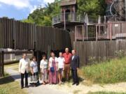 Felida: Dave Douglas, red shirt, his wife Sara Douglas, purple dress, and their son Joey Douglas, white shirt, received a VIP tour of Joyo, Vancouver’s sister city, while in Japan and met with Mayor Mayor Toshiharu, far right.