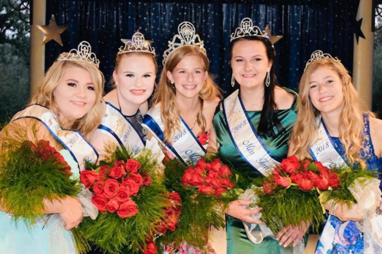 La Center: The new Miss Teen La Center Court, from left: Princess Sierra House, Princess Grace Nolan, Queen Sara Baldwin, Princess Danielle Gawronski and Princess Keira Crocker.