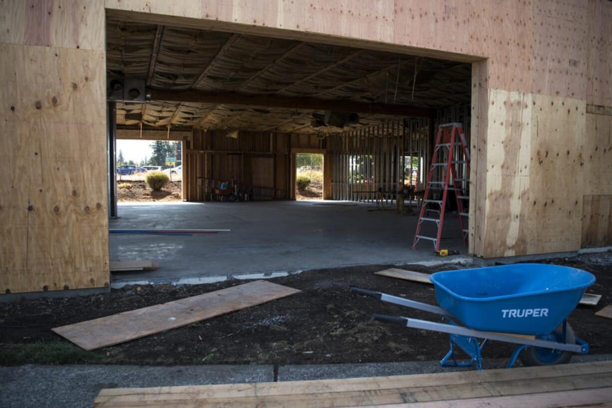 Construction continues at the site of the old Namaste Indian Cuisine building in Orchards on Tuesday.