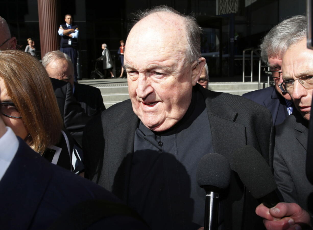 Former Adelaide Archbishop Philip Wilson leaves Newcastle Local Court on Tuesday in Newcastle, Australia, after a post-sentencing decision allowing him to to serve his 1-year sentence in home detention.