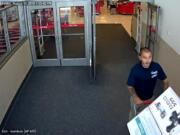 The Clark County Sheriff’s Office is seeking information on this man, who stole a $400 stroller and car seat from the Hazel Dell Target, 8801 N.E. Hazel Dell Avenue on Aug. 10.