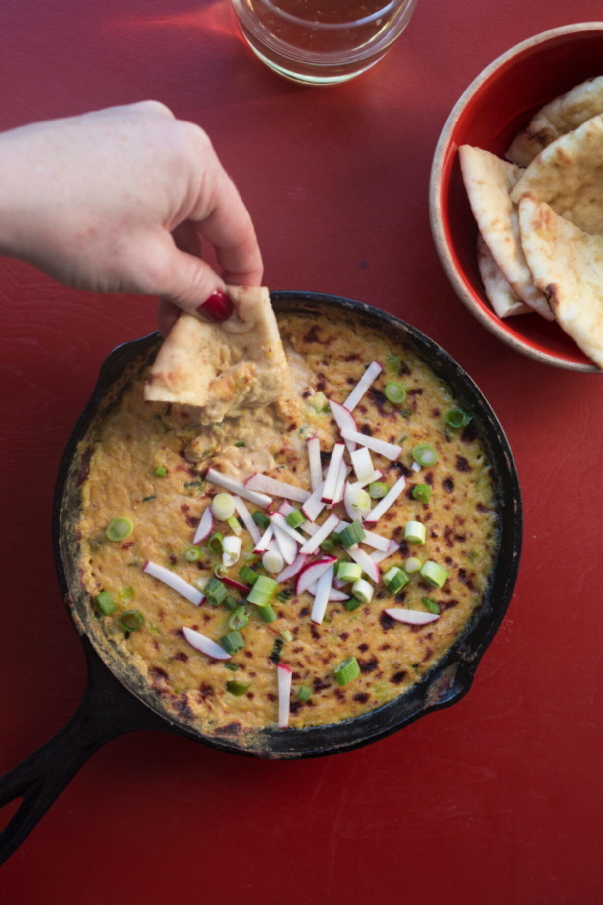 Hot corn queso dip.