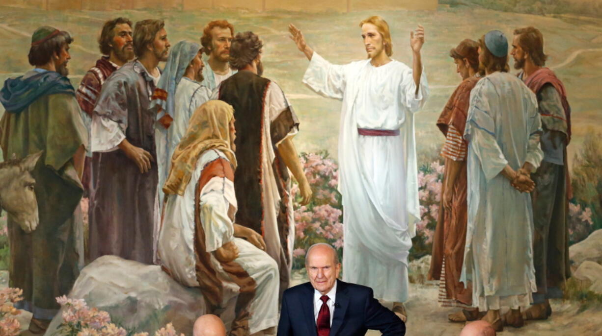 President Russell M. Nelson looks on following a news conference, in Salt Lake City on Jan. 16. The president of the Mormon church is asking people to refrain from using “Mormon” or “LDS” as a substitute for the full name of the religion: The Church of Jesus Christ of Latter-day Saints.