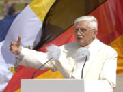 Pope Benedict XVI speaks in Cologne, Germany, in August 2005.