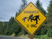 Sasquatch crossing sign in the Oregon wilderness