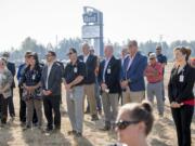 Supporters of ilani casino gather for the groundbreaking of the new convenience store and gas station Thursday morning. Below: An artist’s rendering of the new convenience store and gas station is seen outside ilani casino.