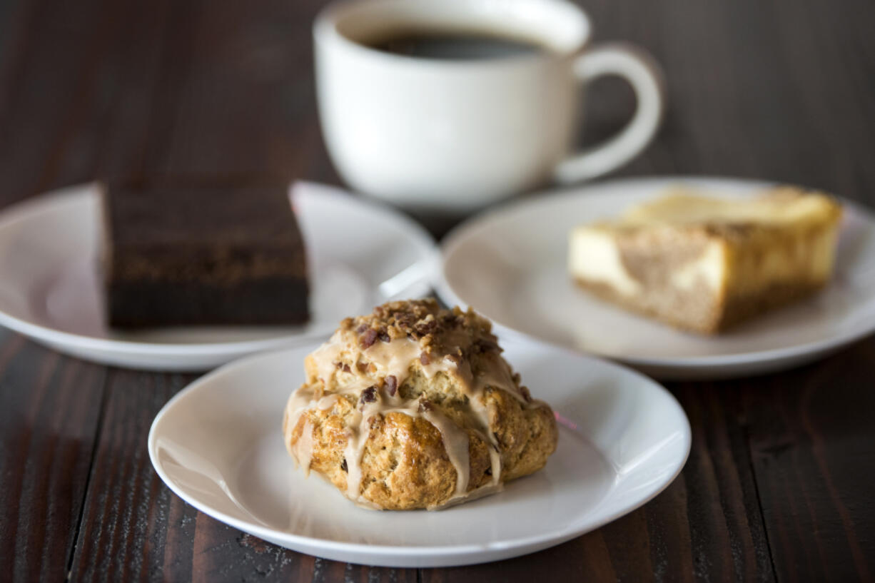 The brownie, maple and bacon scone and snickerdoodle bar at Battle Ground Sweet Shoppe.