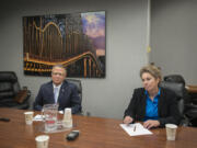 Legislative candidates Larry Hoff and Kathy Gillespie speak Tuesday with The Columbian’s Editorial Board about the issues in their 18th Legislative District race for a state House of Representatives seat.