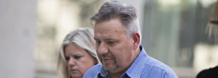 Michelle Bishop, from left, and her estranged husband, former Vancouver pastor John Bishop, return to the courthouse for John Bishops sentencing for unlawful importation of a controlled substance-marijuana after a recess at the James M. Carter and Judith N. Keep United States Courthouse in San Diego, Calif., onSept. 21, 2018.