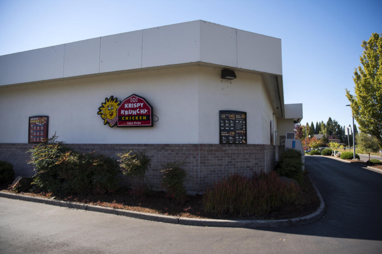 The drive-thru at Krispy Krunchy Chicken in Battle Ground is pictured on Monday, Sept. 24, 2018.