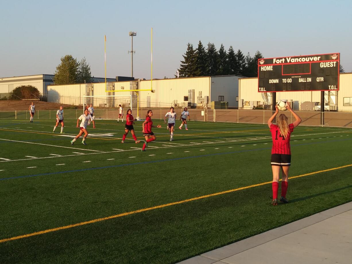 The Fort Vancouver girls soccer team beat Stevenson 6-4 on Wednesday in its first match on its new turf field (Tim Martinez/The Columbian)