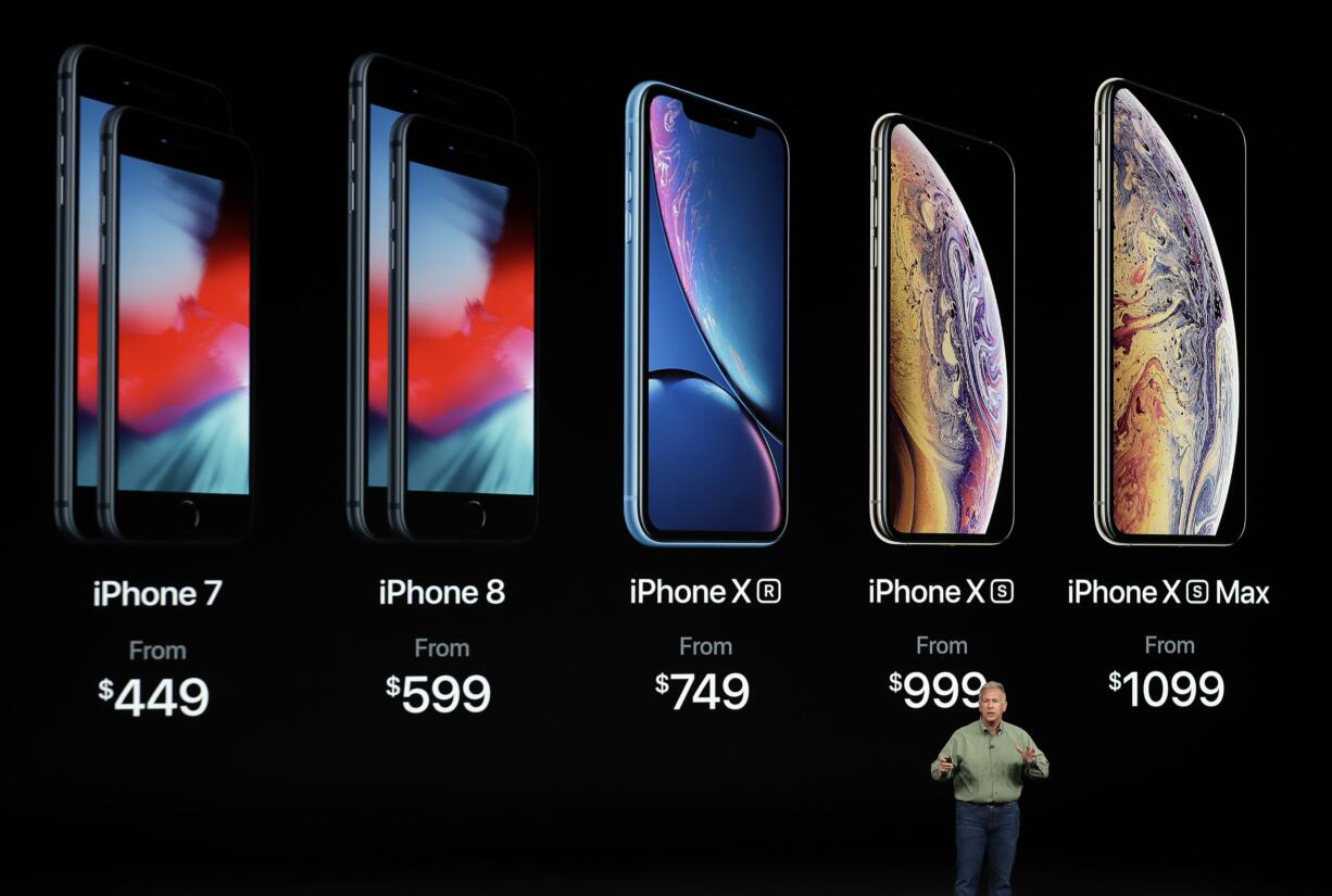 Phil Schiller, Apple's senior vice president of worldwide marketing, speaks about the new Apple iPhone XS, iPhone XS Max and the iPhone XR at the Steve Jobs Theater during an event to announce new Apple products Wednesday, Sept. 12, 2018, in Cupertino, Calif.