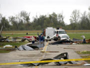 A Wednesday evening storm hammered parts of Rice County, leaving the Faribault Municipal Airport heavily damaged and seen Friday, Sept. 21, 2018, in Faribault, Minn.