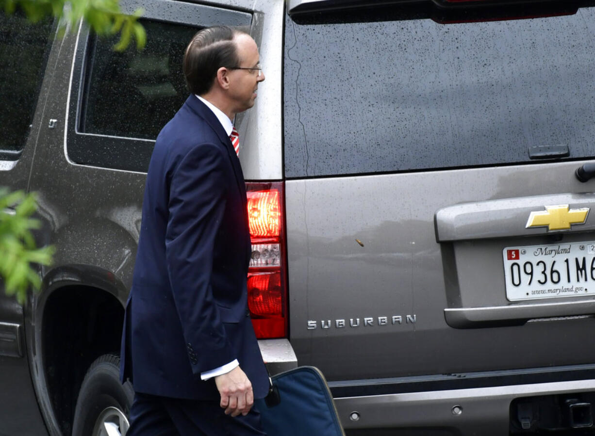 Deputy Attorney General Rod Rosenstein leaves the White House in Washington, Monday, Sept. 24, 2018.