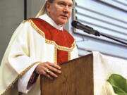 Steubenville Bishop Jeffrey Monforton speaks in Steubenville, Ohio. The Associated Press has learned the diocese plans to become the second in Ohio to release a list of priests who have been removed from parishes because of sexual abuse and misconduct allegations. (Michael D.