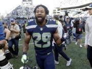 Seattle Seahawks free safety Earl Thomas reacts after the team defeated the Dallas Cowboys in an NFL football game, Sunday, Sept. 23, 2018, in Seattle.