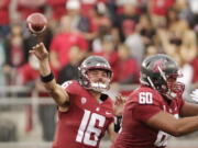 Washington State quarterback Gardner Minshew II (16) throws a pass during the first half of an NCAA college football game against Eastern Washington in Pullman, Wash., Saturday, Sept. 15, 2018.