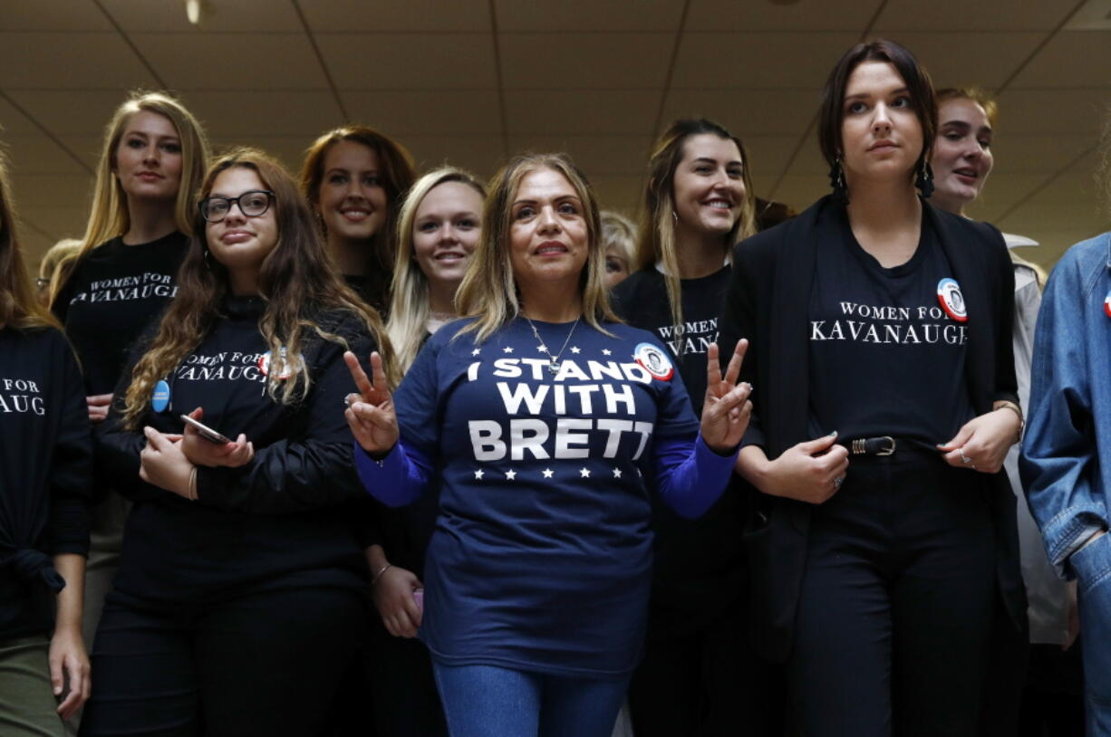 Supporters of Supreme Court nominee Brett Kavanaugh gather Thursday inside the Hart Senate Office Building on Capitol Hill.