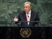 U.N. Secretary General Antonio Guterres addresses the 73rd session of the United Nations General Assembly, at U.N. headquarters, Tuesday, Sept. 25, 2018.