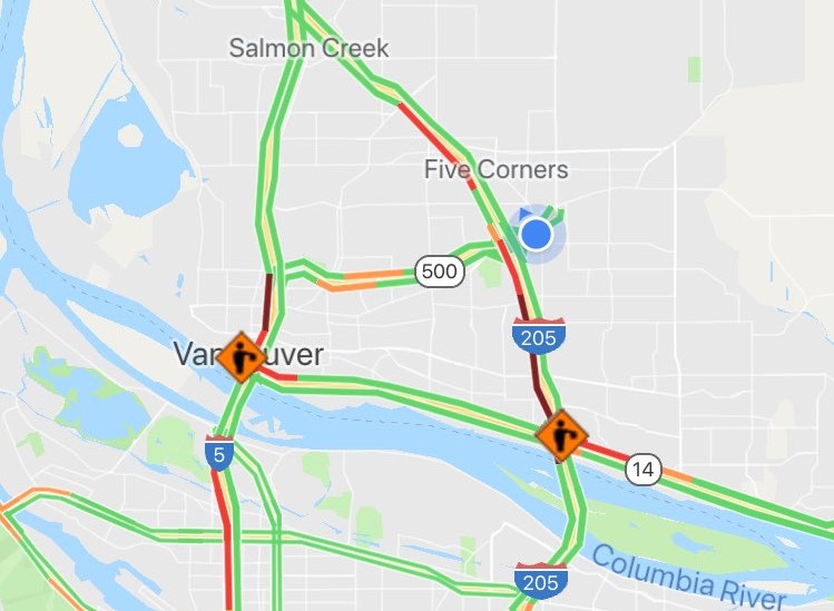 A crash in the southbound lanes of the Interstate 205 Bridge is causing traffic to slow on the freeway all the way to its junction with Interstate 5 north of Vancouver.