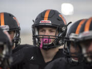 After having his sophomore season cut short by injury, Washougal’s Jakob Davis (center) now ranks fourth in the county in receiving yards with 559 and eight touchdowns.