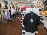 A hoodie with the Northwest-inspired company logo is seen on display at EYE Clothing Co. in Vancouver Mall on Thursday afternoon, Oct. 18, 2018.