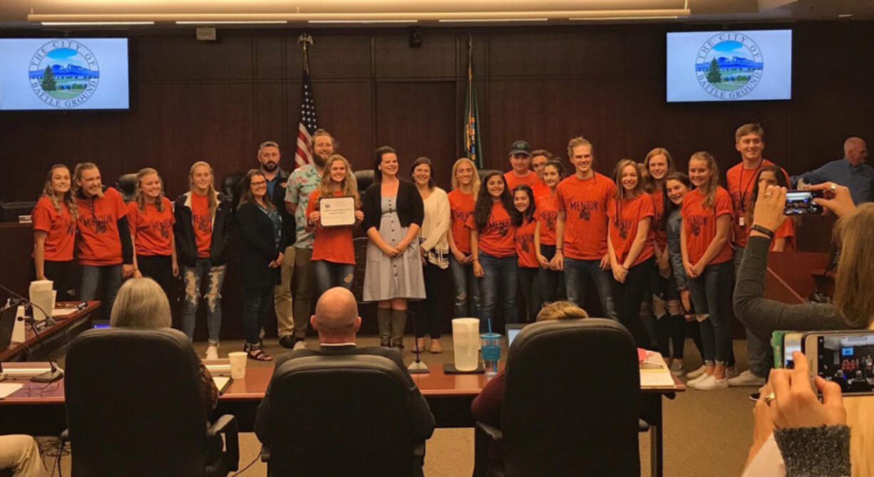 Battle Ground: Battle Ground High School’s Students Trying to Reach Incoming Peers Experiencing School, or STRIPES, peer-mentoring program, which is led by school counselor Dawn Pack and is in its 19th year, was honored at a recent Battle Ground City Council meeting.