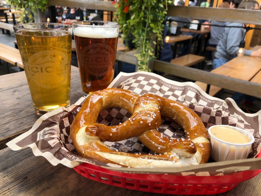 At Leavenworth’s Icicle Brewing Company, the pretzels are good, the beer is great and the people-watching is all the entertainment you need.